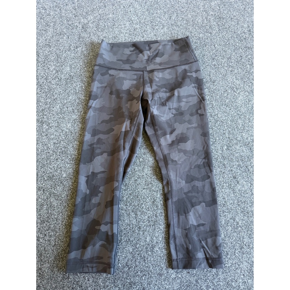 Lululemon Align High Rise Crop Camo Deep Coal Multi Grey Size 8